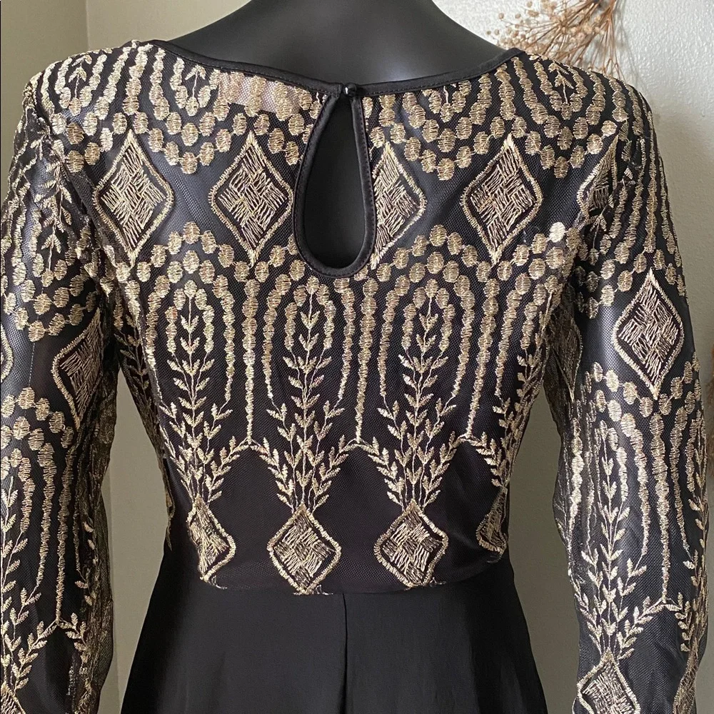 Altar'd State Black Dress with Gold Detailing